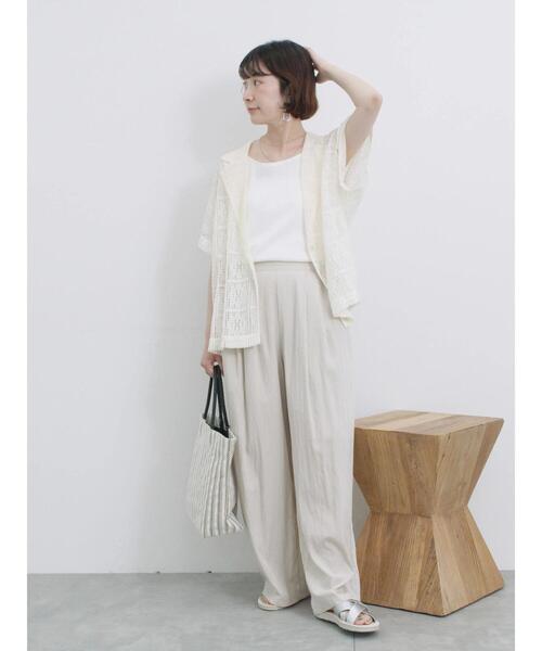 Samansa Mos2 blue（サマンサモスモスブルー）の「【接触冷感】タックワイドパンツ（その他パンツ・レディース・ライトベージュ/ブラック/ネイビー/ピンク・F）」の11枚目の写真