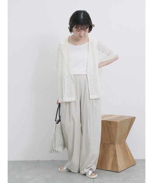 Samansa Mos2 blue（サマンサモスモスブルー）の「【接触冷感】タックワイドパンツ（その他パンツ・レディース・ライトベージュ/ブラック/ネイビー/ピンク・F）」の12枚目の写真