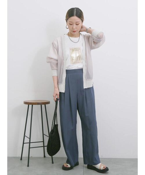 Samansa Mos2 blue（サマンサモスモスブルー）の「【接触冷感】タックワイドパンツ（その他パンツ・レディース・ライトベージュ/ブラック/ネイビー/ピンク・F）」の21枚目の写真