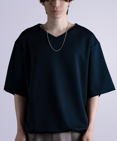 Crownor(クラウノアー)の「ドローコード Vネック 半袖Tシャツ(Tシャツ/カットソー・メンズ・ホワイト/チャコール/ブラック/ブルー/ネイビー・SMALL/MEDIUM/LARGE)」の4枚目の写真