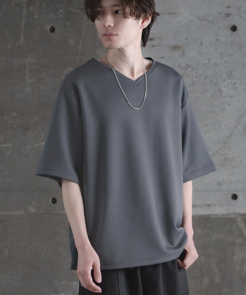関税/送料込★ ★Vネック ロゴ 半袖 Tシャツ セール】ドローコード Vネック 半袖Tシャツ（Tシャツ/カットソー