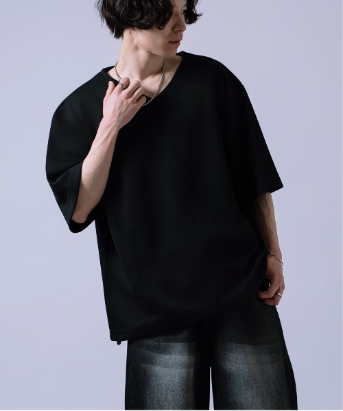 Crownor(クラウノアー)の「ドローコード Vネック 半袖Tシャツ(Tシャツ/カットソー・メンズ・ホワイト/チャコール/ブラック/ブルー/ネイビー・SMALL/MEDIUM/LARGE)」の21枚目の写真