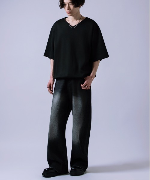 Crownor(クラウノアー)の「ドローコード Vネック 半袖Tシャツ(Tシャツ/カットソー・メンズ・ホワイト/チャコール/ブラック/ブルー/ネイビー・SMALL/MEDIUM/LARGE)」の20枚目の写真