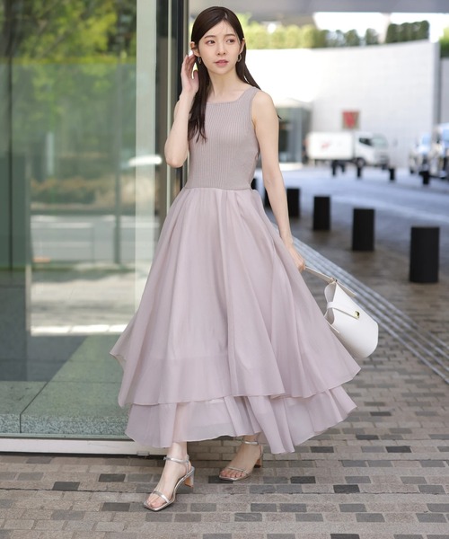 ノースリティアードドッキングワンピース WEB限定】ニットドッキングティアードワンピース