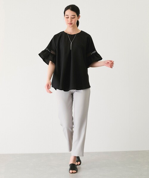 Jayro（ジャイロ）の「袖レースブラウス（シャツ/ブラウス・レディース・ブラック/グレー/ブルー/ネイビー/イエロー/ホワイト/グリーン・FREE）」の11枚目の写真