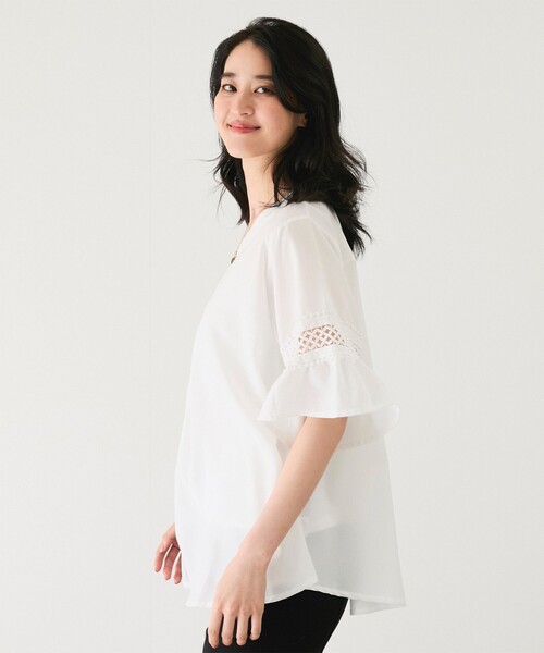 Jayro（ジャイロ）の「袖レースブラウス（シャツ/ブラウス・レディース・ブラック/グレー/ブルー/ネイビー/イエロー/ホワイト/グリーン・FREE）」の20枚目の写真