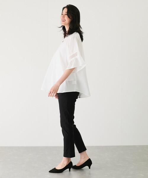 Jayro（ジャイロ）の「袖レースブラウス（シャツ/ブラウス・レディース・ブラック/グレー/ブルー/ネイビー/イエロー/ホワイト/グリーン・FREE）」の22枚目の写真