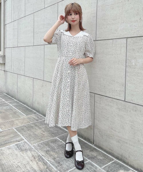 F i.n.t（フィント）の「ハンカチ開衿小花柄ワンピース　【1枚で快適】/ fint　フィント　夏服（ワンピース・レディース・アイボリー/ブラック・FREE）」の18枚目の写真