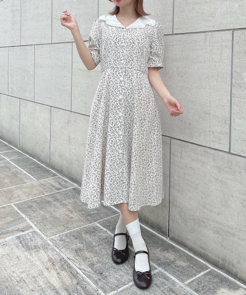 F i.n.t（フィント）の「ハンカチ開衿小花柄ワンピース　【1枚で快適】/ fint　フィント　夏服（ワンピース・レディース・アイボリー/ブラック・FREE）」の19枚目の写真