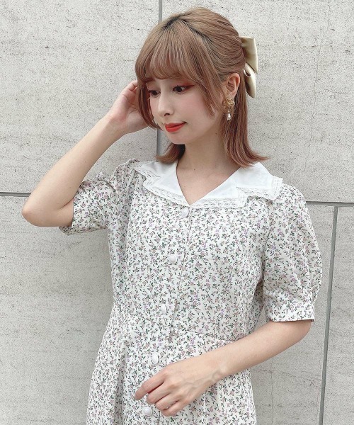 F i.n.t（フィント）の「ハンカチ開衿小花柄ワンピース　【1枚で快適】/ fint　フィント　夏服（ワンピース・レディース・アイボリー/ブラック・FREE）」の20枚目の写真