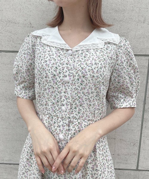 F i.n.t（フィント）の「ハンカチ開衿小花柄ワンピース　【1枚で快適】/ fint　フィント　夏服（ワンピース・レディース・アイボリー/ブラック・FREE）」の21枚目の写真