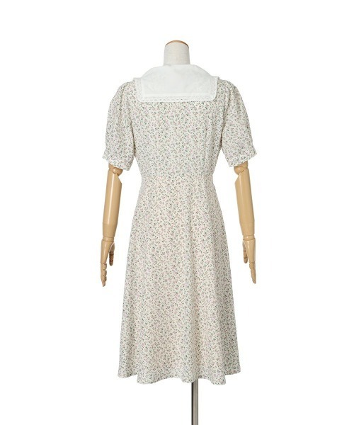 F i.n.t（フィント）の「ハンカチ開衿小花柄ワンピース　【1枚で快適】/ fint　フィント　夏服（ワンピース・レディース・アイボリー/ブラック・FREE）」の5枚目の写真