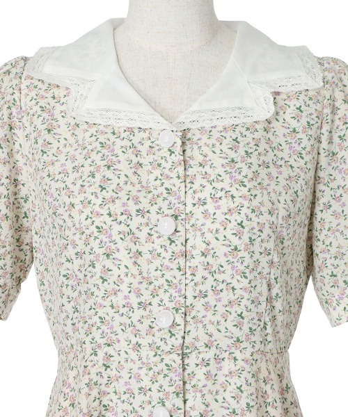 F i.n.t（フィント）の「ハンカチ開衿小花柄ワンピース　【1枚で快適】/ fint　フィント　夏服（ワンピース・レディース・アイボリー/ブラック・FREE）」の7枚目の写真