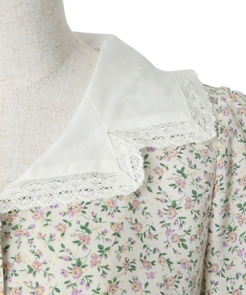 F i.n.t（フィント）の「ハンカチ開衿小花柄ワンピース　【1枚で快適】/ fint　フィント　夏服（ワンピース・レディース・アイボリー/ブラック・FREE）」の8枚目の写真