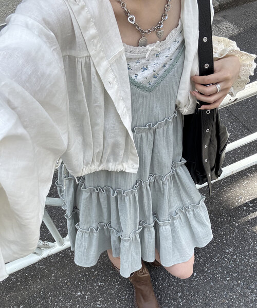 w closet(ダブルクローゼット)の「【3色展開】フーディーショートシャツ(シャツ/ブラウス・レディース・ブラック/オフホワイト/ブルー・FREE)」の14枚目の写真