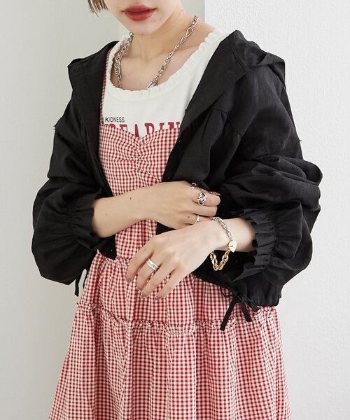 w closet(ダブルクローゼット)の「【3色展開】フーディーショートシャツ(シャツ/ブラウス・レディース・ブラック/オフホワイト/ブルー・FREE)」の15枚目の写真