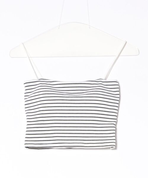HALEY PESCA（ヘーリーペスカ）の「HALEY PESCA/カップ付き　ミニ丈ボーダーキャミソール（キャミソール・レディース・ブラック/ホワイト/ブラウン・FREE）」の5枚目の写真