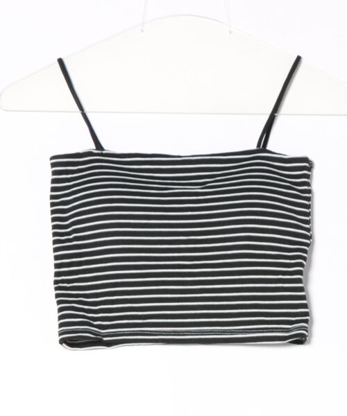HALEY PESCA（ヘーリーペスカ）の「HALEY PESCA/カップ付き　ミニ丈ボーダーキャミソール（キャミソール・レディース・ブラック/ホワイト/ブラウン・FREE）」の6枚目の写真