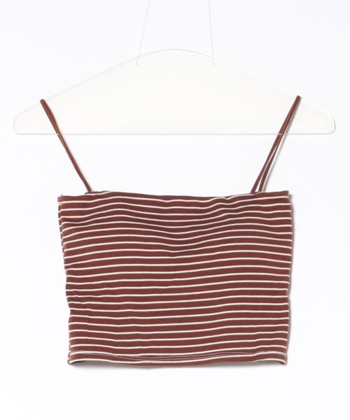 HALEY PESCA（ヘーリーペスカ）の「HALEY PESCA/カップ付き　ミニ丈ボーダーキャミソール（キャミソール・レディース・ブラック/ホワイト/ブラウン・FREE）」の7枚目の写真