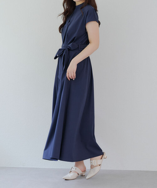 continuer de NICE CLAUP(コンティニューデナイスクラップ)の「上品見え叶う、スキッパーフレンチタックワンピース(ワンピース・レディース・ネイビー/ストライプ/キャメル/カーキ・FREE)」の8枚目の写真