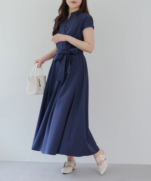 continuer de NICE CLAUP(コンティニューデナイスクラップ)の「上品見え叶う、スキッパーフレンチタックワンピース(ワンピース・レディース・ネイビー/ストライプ/キャメル/カーキ・FREE)」の12枚目の写真