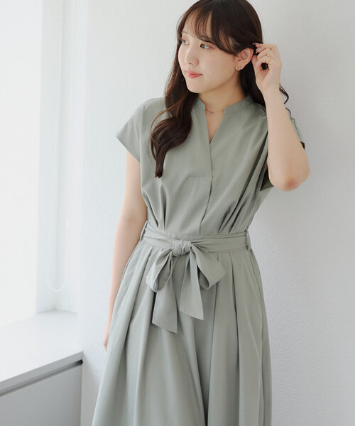 continuer de NICE CLAUP(コンティニューデナイスクラップ)の「上品見え叶う、スキッパーフレンチタックワンピース(ワンピース・レディース・ネイビー/ストライプ/キャメル/カーキ・FREE)」の13枚目の写真