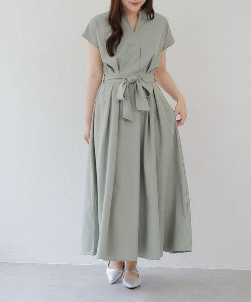 continuer de NICE CLAUP(コンティニューデナイスクラップ)の「上品見え叶う、スキッパーフレンチタックワンピース(ワンピース・レディース・ネイビー/ストライプ/キャメル/カーキ・FREE)」の15枚目の写真