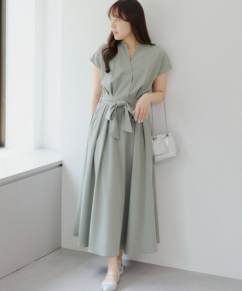continuer de NICE CLAUP(コンティニューデナイスクラップ)の「上品見え叶う、スキッパーフレンチタックワンピース(ワンピース・レディース・ネイビー/ストライプ/キャメル/カーキ・FREE)」の16枚目の写真
