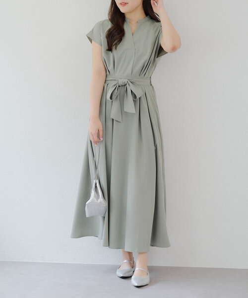continuer de NICE CLAUP(コンティニューデナイスクラップ)の「上品見え叶う、スキッパーフレンチタックワンピース(ワンピース・レディース・ネイビー/ストライプ/キャメル/カーキ・FREE)」の19枚目の写真