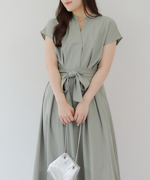 continuer de NICE CLAUP(コンティニューデナイスクラップ)の「上品見え叶う、スキッパーフレンチタックワンピース(ワンピース・レディース・ネイビー/ストライプ/キャメル/カーキ・FREE)」の20枚目の写真