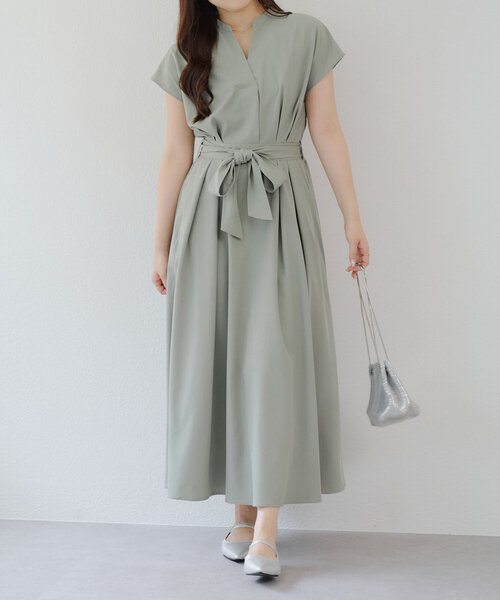 continuer de NICE CLAUP(コンティニューデナイスクラップ)の「上品見え叶う、スキッパーフレンチタックワンピース(ワンピース・レディース・ネイビー/ストライプ/キャメル/カーキ・FREE)」の22枚目の写真