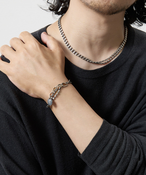 HARIM(ハリム)の「HARIM ハリム / NARROW OVAL BOWL CHAIN W-BRACELET シルバー925ナローオーバルダブルボールチェーンブレスレット / HRC022W BC(ブレスレット・メンズ・シルバー・FREE)」の14枚目の写真
