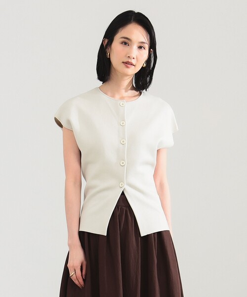 Demi-Luxe BEAMS（デミルクス ビームス）の「【12/4値下げ】2WAY フレンチ カーディガン プルオーバー［手洗い可］（カーディガン/ボレロ・レディース・ブラック/ダークグリーン/ホワイト系その他・ONE SIZE）」の2枚目の写真