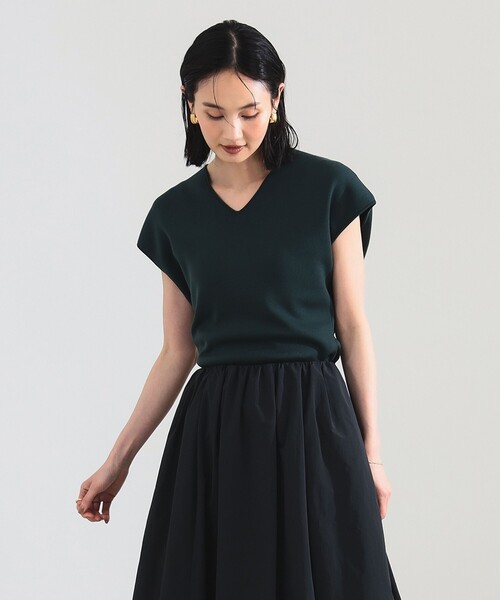 Demi-Luxe BEAMS（デミルクス ビームス）の「【12/4値下げ】2WAY フレンチ カーディガン プルオーバー［手洗い可］（カーディガン/ボレロ・レディース・ブラック/ダークグリーン/ホワイト系その他・ONE SIZE）」の3枚目の写真