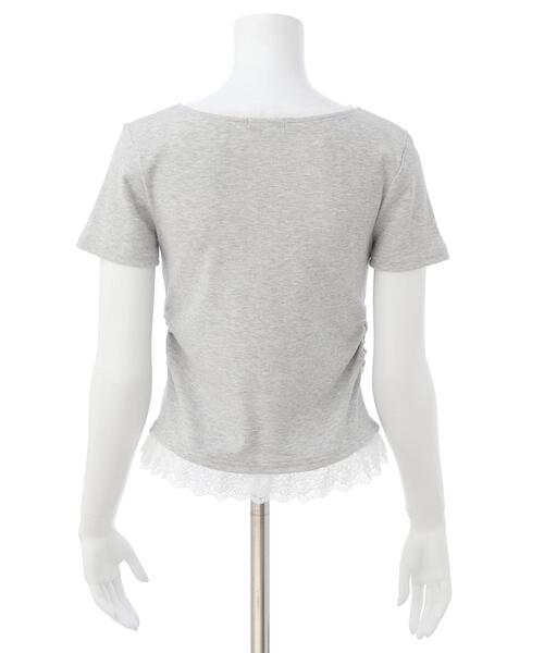 INGNI（イング）の「ヘンリーレース付プレートロゴリブトップス（Tシャツ/カットソー・レディース・オフホワイト/グレー/ブラック・M）」の6枚目の写真