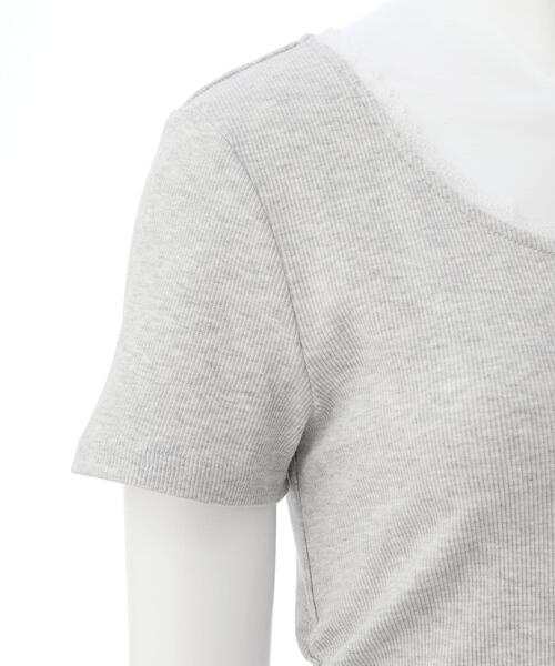 INGNI（イング）の「ヘンリーレース付プレートロゴリブトップス（Tシャツ/カットソー・レディース・オフホワイト/グレー/ブラック・M）」の10枚目の写真