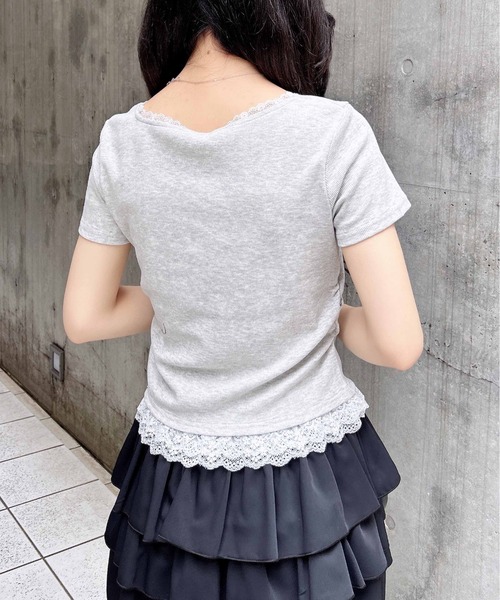 INGNI（イング）の「ヘンリーレース付プレートロゴリブトップス（Tシャツ/カットソー・レディース・オフホワイト/グレー/ブラック・M）」の19枚目の写真