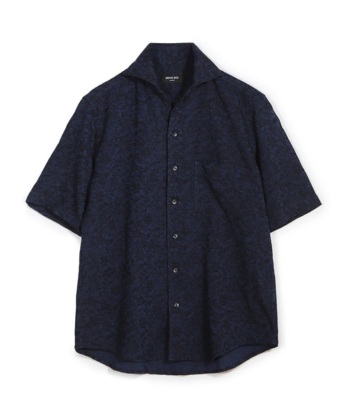 MEN'S BIGI(メンズビギ)の「ジャガードワンピースカラーハーフスリーブシャツ(シャツ/ブラウス・メンズ・ネイビー/ブラウン/ブルー・01/02/03/04)」の2枚目の写真