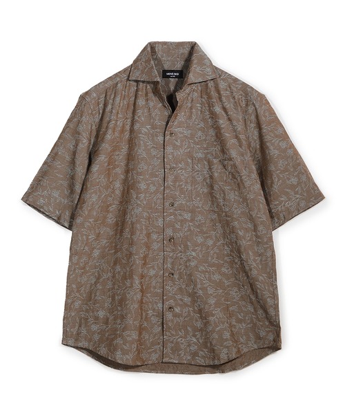 MEN'S BIGI(メンズビギ)の「ジャガードワンピースカラーハーフスリーブシャツ(シャツ/ブラウス・メンズ・ネイビー/ブラウン/ブルー・01/02/03/04)」の1枚目の写真