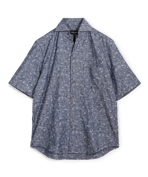 MEN'S BIGI(メンズビギ)の「ジャガードワンピースカラーハーフスリーブシャツ(シャツ/ブラウス・メンズ・ネイビー/ブラウン/ブルー・01/02/03/04)」の3枚目の写真