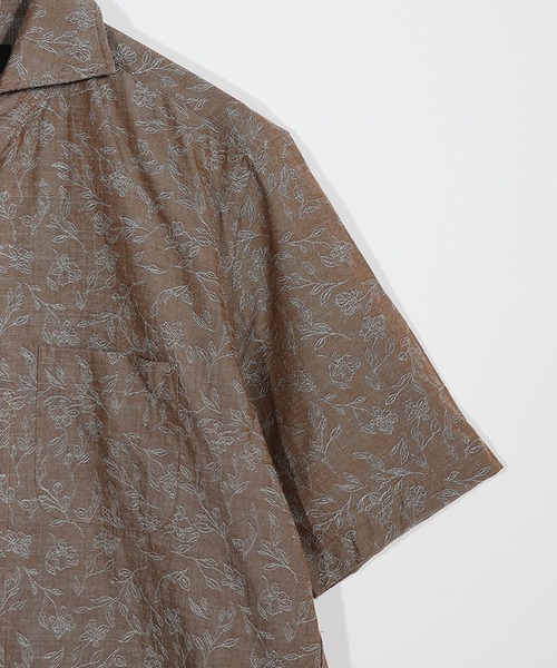 MEN'S BIGI(メンズビギ)の「ジャガードワンピースカラーハーフスリーブシャツ(シャツ/ブラウス・メンズ・ネイビー/ブラウン/ブルー・01/02/03/04)」の7枚目の写真