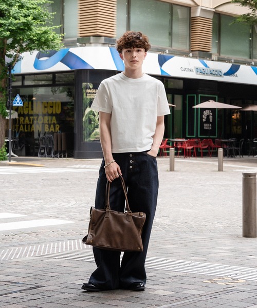 kutir（クティール）の「SOLID CROPPED TSHIRT／無地クロップドTシャツ（Tシャツ/カットソー・メンズ・ネイビー/ブラック系/杢グレー/ブラック/オフホワイト/ボルドー/ブラウン/カーキ・MEDIUM/LARGE/X-LARGE/SMALL）」の16枚目の写真