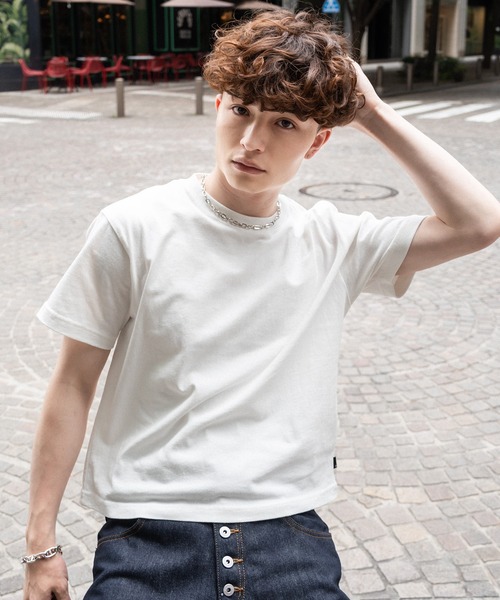 kutir（クティール）の「SOLID CROPPED TSHIRT／無地クロップドTシャツ（Tシャツ/カットソー・メンズ・ネイビー/ブラック系/杢グレー/ブラック/オフホワイト/ボルドー/ブラウン/カーキ・MEDIUM/LARGE/X-LARGE/SMALL）」の14枚目の写真