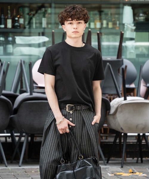 kutir（クティール）の「SOLID CROPPED TSHIRT／無地クロップドTシャツ（Tシャツ/カットソー・メンズ・ネイビー/ブラック系/杢グレー/ブラック/オフホワイト/ボルドー/ブラウン/カーキ・MEDIUM/LARGE/X-LARGE/SMALL）」の22枚目の写真