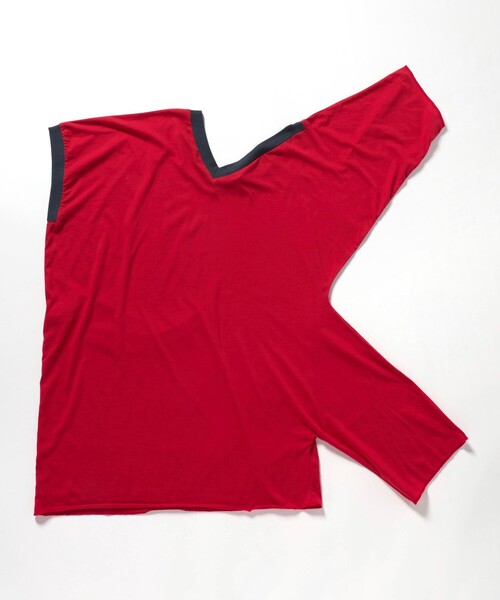 ＜6(ROKU)＞コットンカシミヤ ベーシック 25SS Tシャツ　レッド 6(ROKU)＞ARPHABET Tシャツ -K-（Tシャツ/カットソー）｜6（ロク