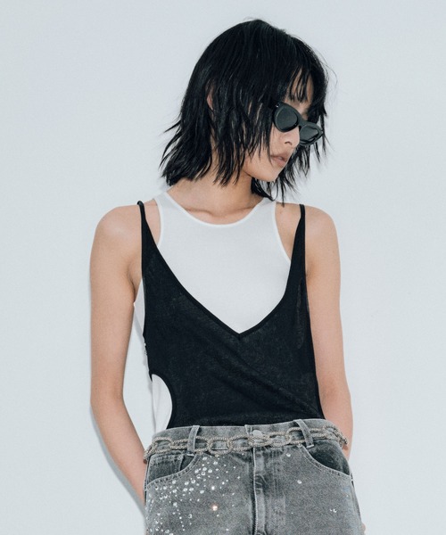 タンクトップ ノースリーブ SHEER RIB CAMISOLE ＆ RIB TANKTOPS SET / シアーリブキャミソール＆リブタンクトップセ SHEER RIB CAMISOLE & RIB TANKTOPS SET / シアーリブ