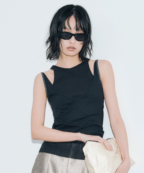 タンクトップ ノースリーブ SHEER RIB CAMISOLE ＆ RIB TANKTOPS SET / シアーリブキャミソール＆リブタンクトップセ SHEER RIB CAMISOLE & RIB TANKTOPS SET / シアーリブ