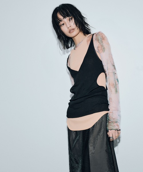 THINGS THAT MATTER（シングス ザット マター）の「SHEER RIB CAMISOLE & RIB TANKTOPS SET / シアーリブキャミソール&リブタンクトップセット（タンクトップ・レディース・ホワイト/ブラック/ベージュ・FREE）」の13枚目の写真