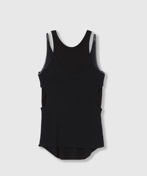 SHEER RIB CAMISOLE & RIB TANKTOPS SET / シアーリブ