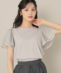 couture brooch | 【マシンウォッシャブル・UVケア・接触冷感・二の腕カバー】配色フレアドッキングカットソー(Tシャツ/カットソー)